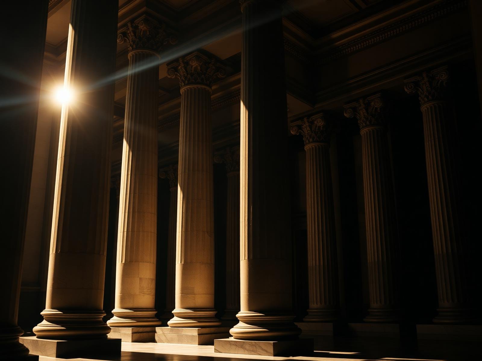 Classical columns illuminated